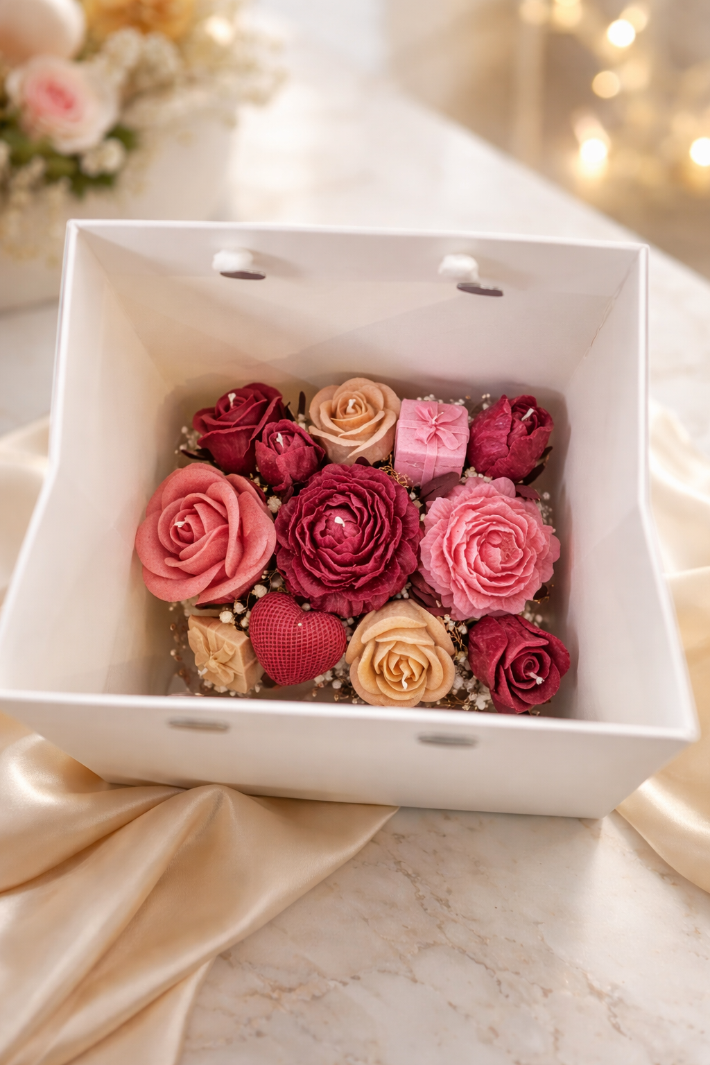 PINORA Blütenwelten-Rosalia/Kerzenblumen Geschenkbox (handgefertigt)